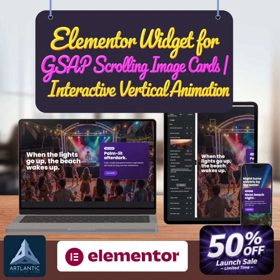 Elementor Widget for GSAP Scrolling Image Cards