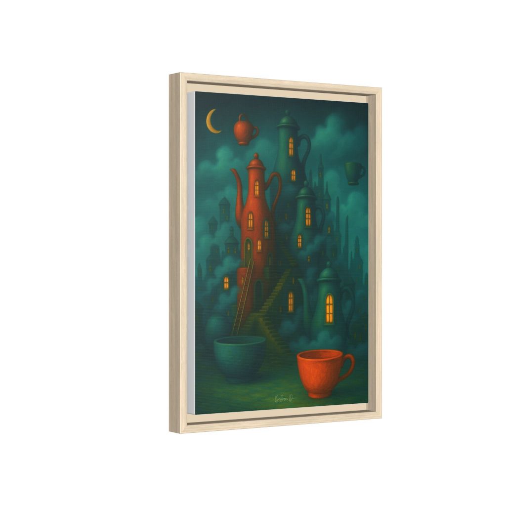 Surreal Teapot City Framed Canvas Art