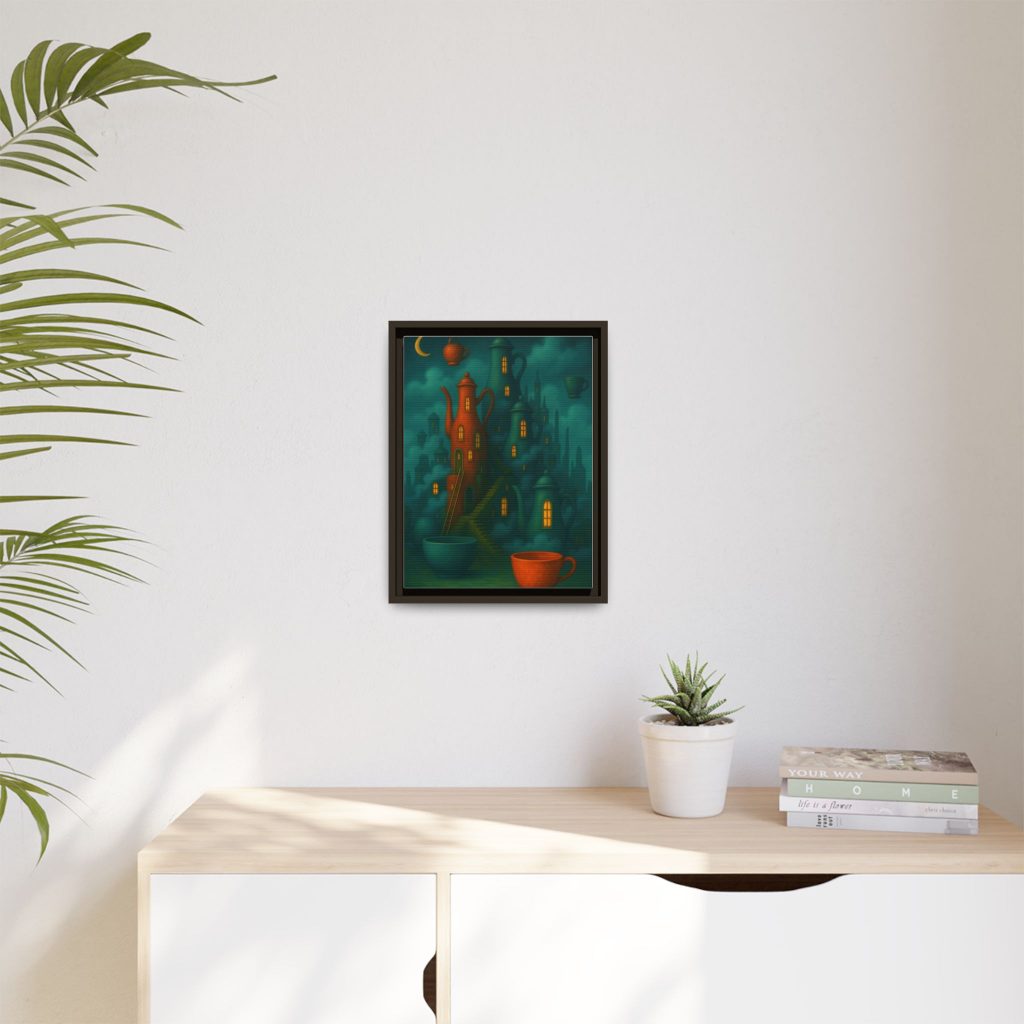 Surreal Teapot City Framed Canvas Art