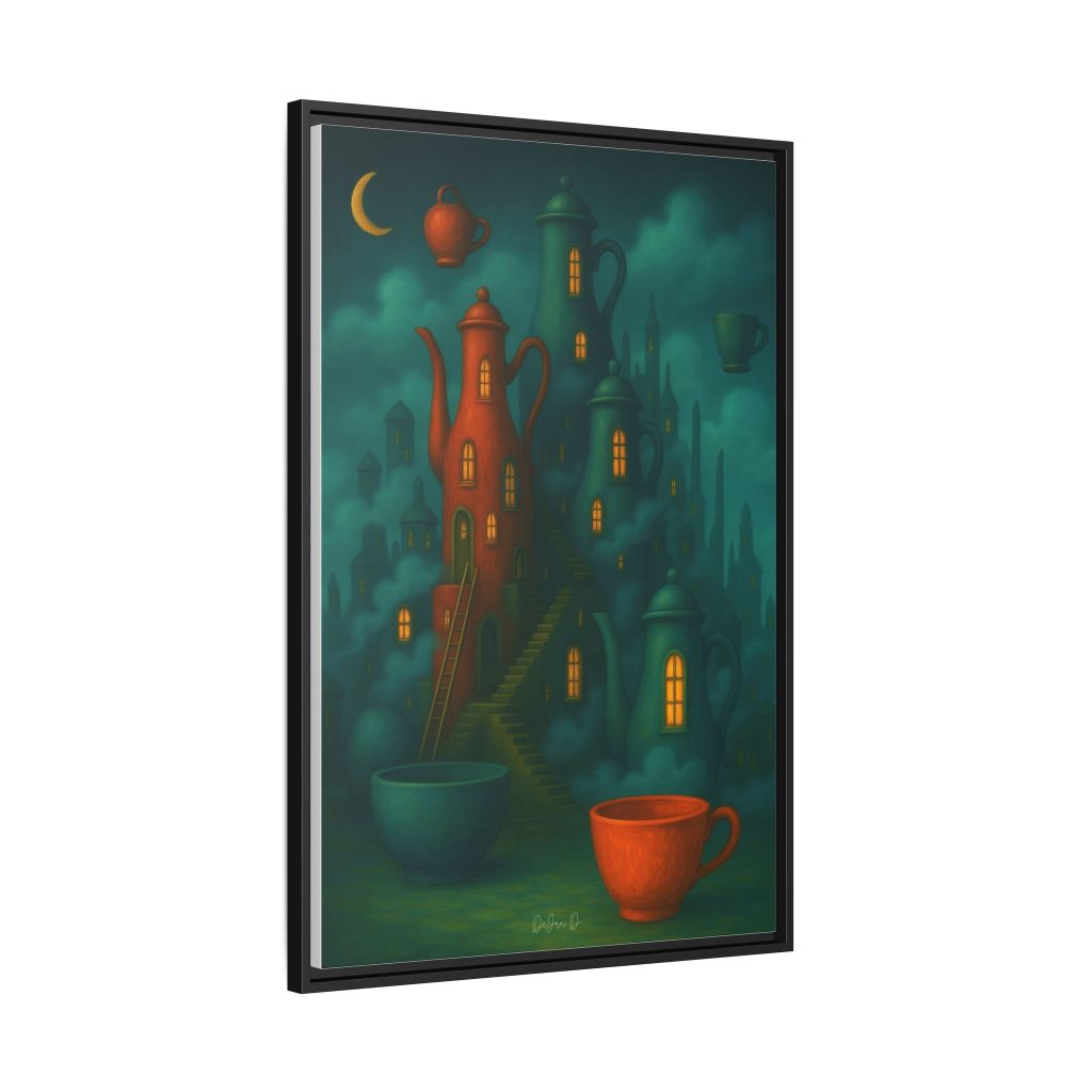 Surreal Teapot City Framed Canvas Art