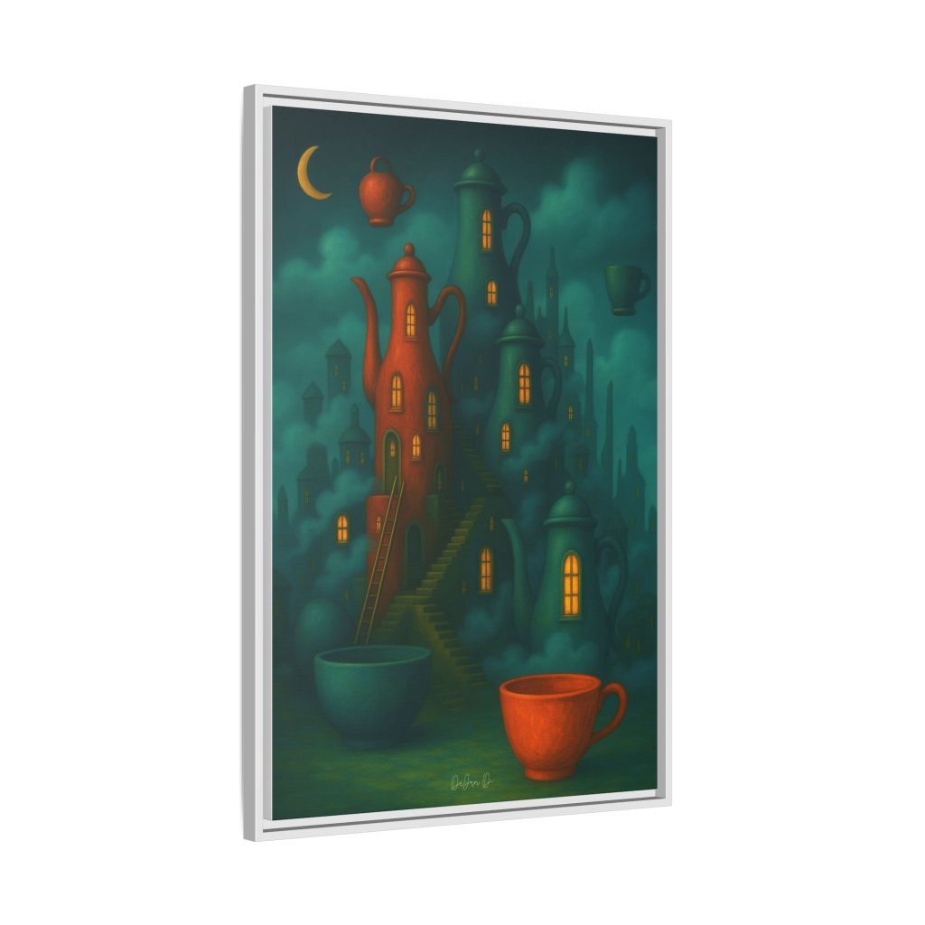 Surreal Teapot City Framed Canvas Art
