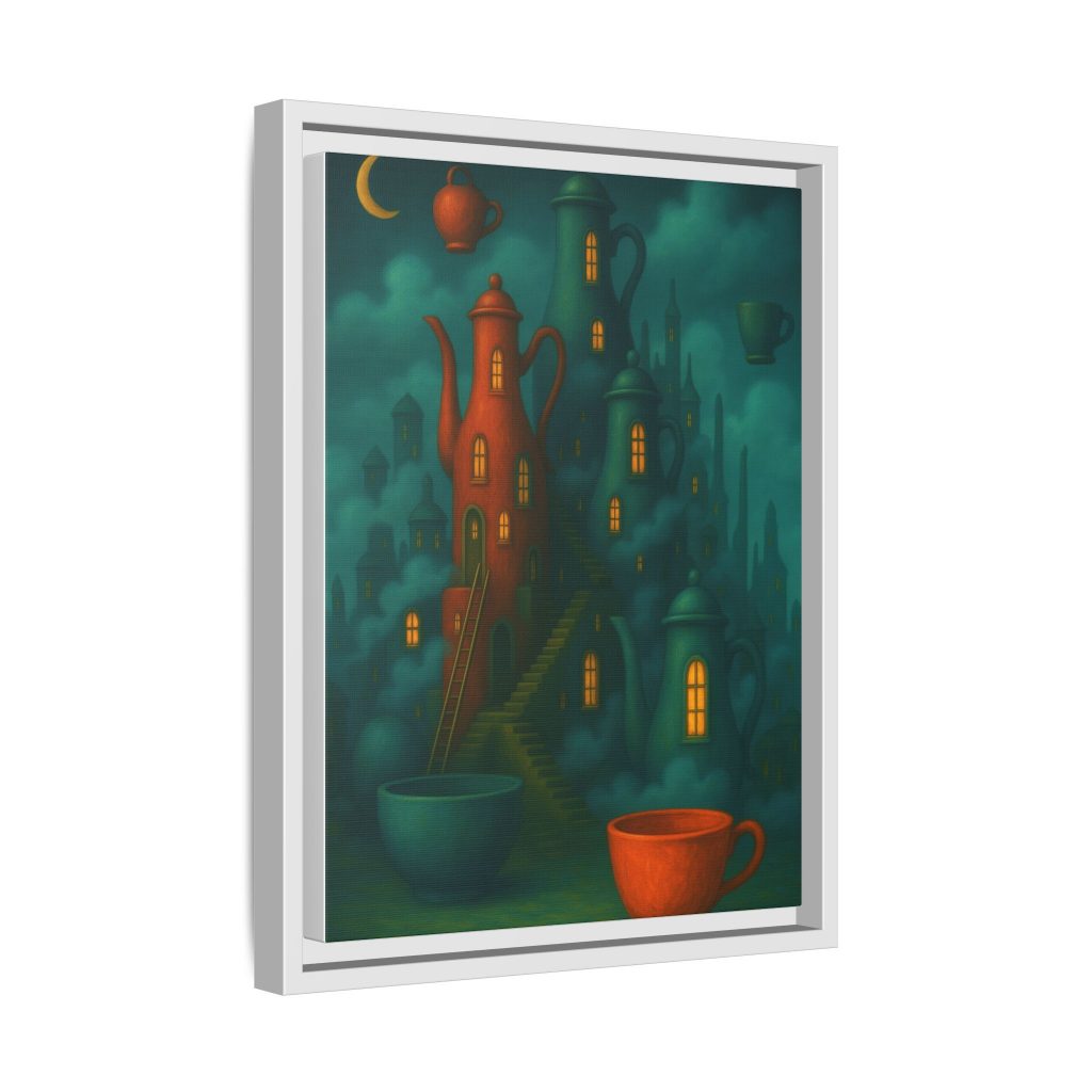 Surreal Teapot City Framed Canvas Art