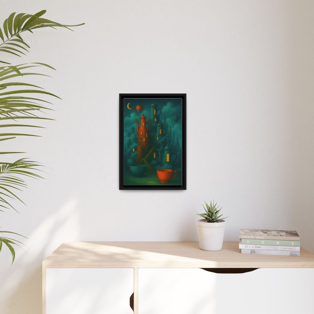 Surreal Teapot City Framed Canvas Art