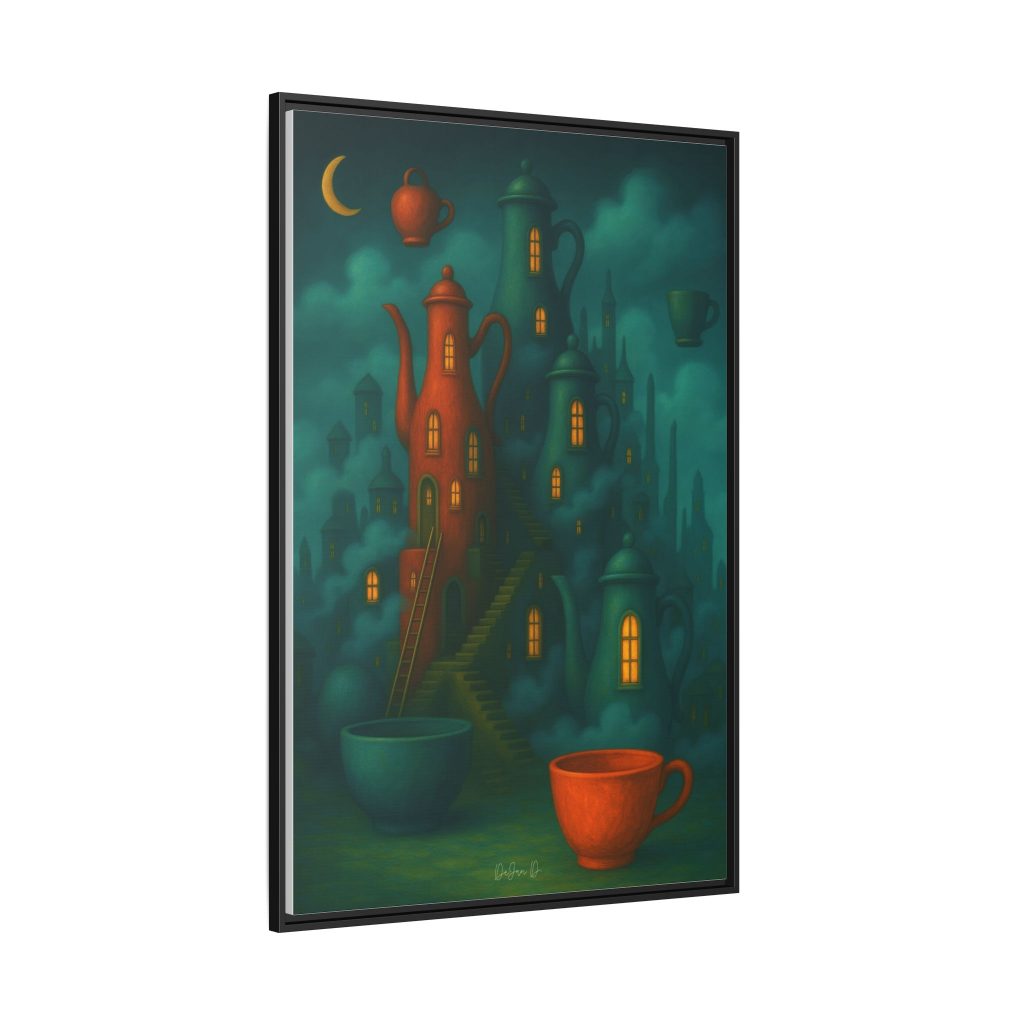 Surreal Teapot City Framed Canvas Art