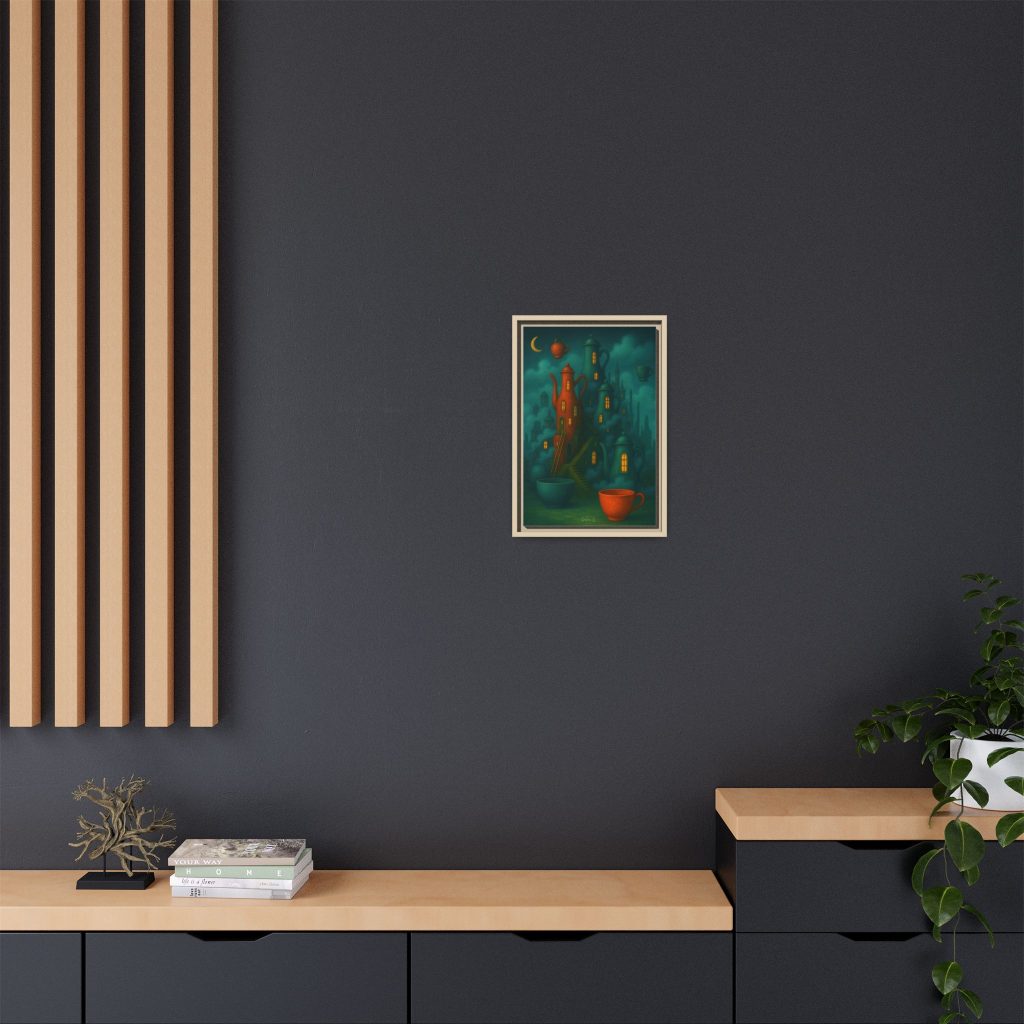 Surreal Teapot City Framed Canvas Art
