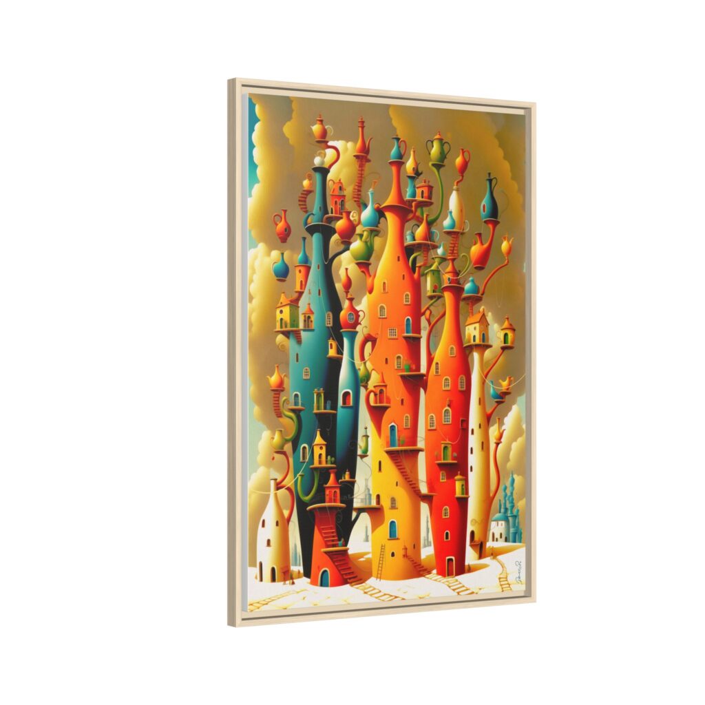 Connections – Surreal Colorful Castle Matte Canvas Print — Framed Fantasy Wall Art
