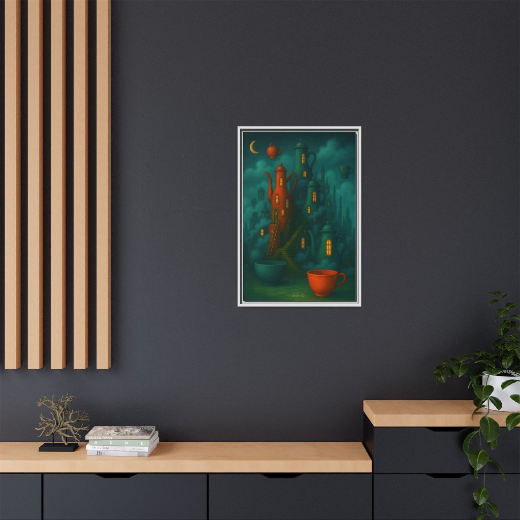 Surreal Teapot City Framed Canvas Art