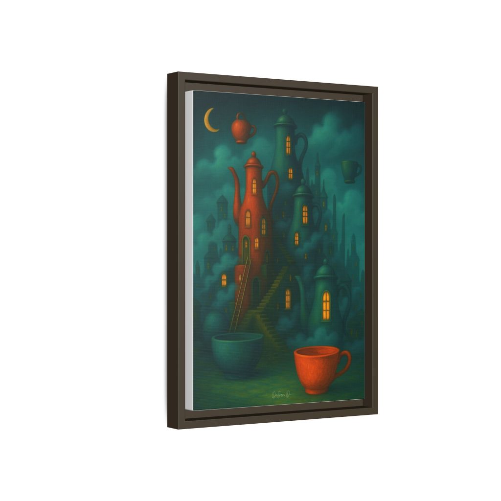 Surreal Teapot City Framed Canvas Art