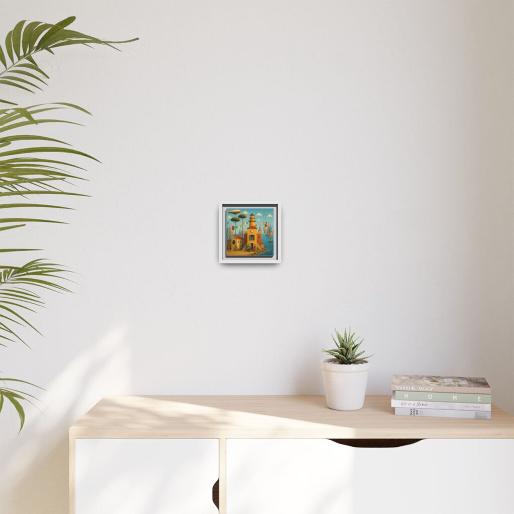 Surreal Coastal Lighthouse Matte Framed Canvas Print