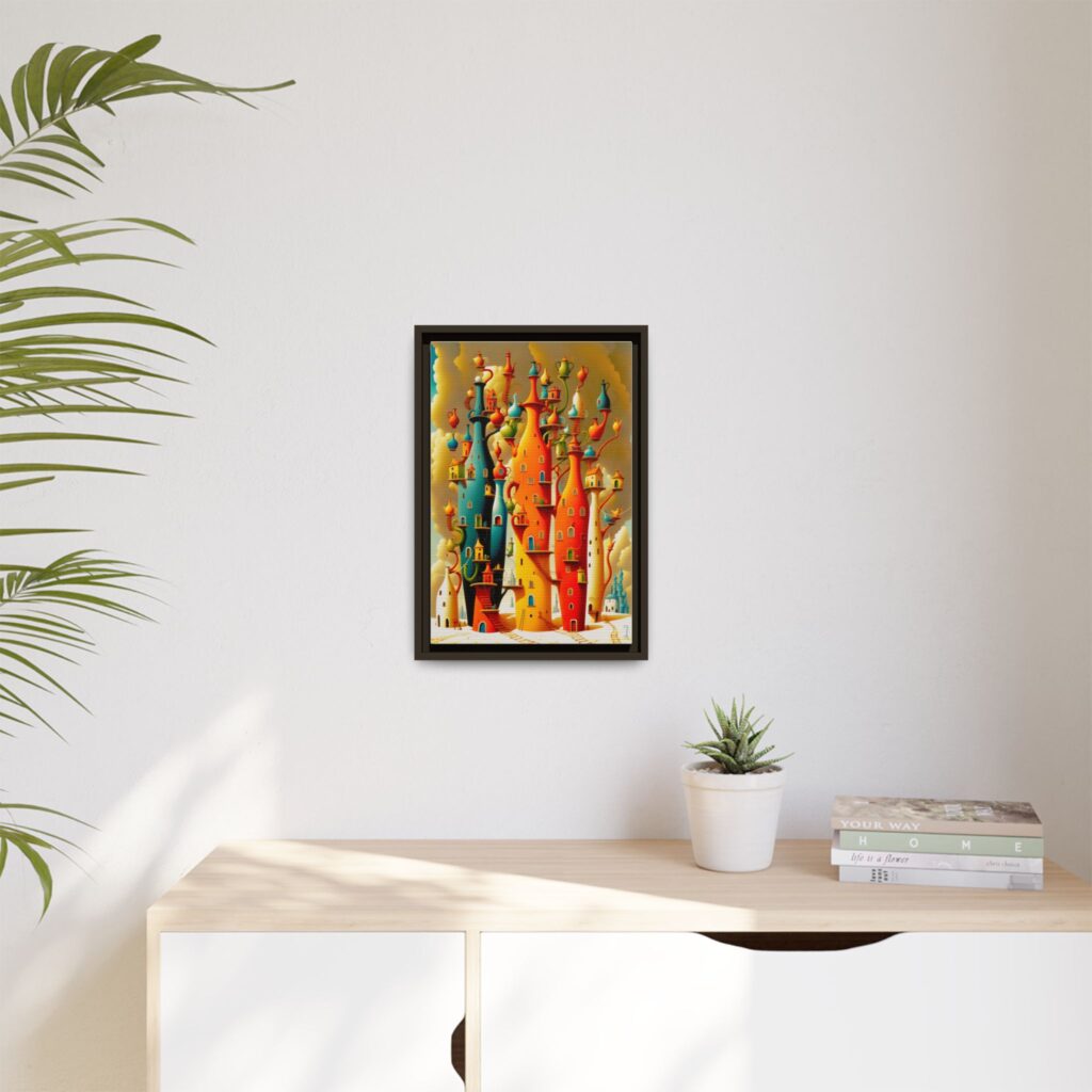 Connections – Surreal Colorful Castle Matte Canvas Print — Framed Fantasy Wall Art