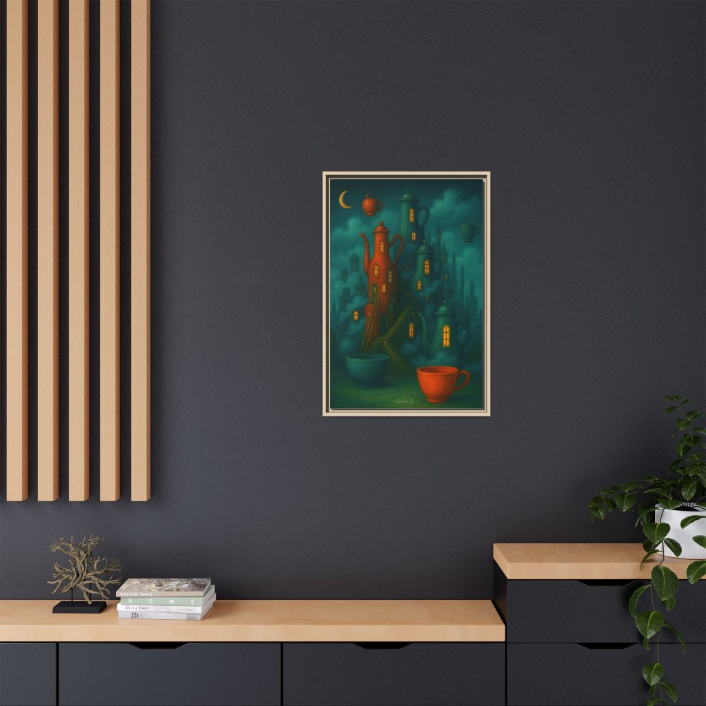 Surreal Teapot City Framed Canvas Art