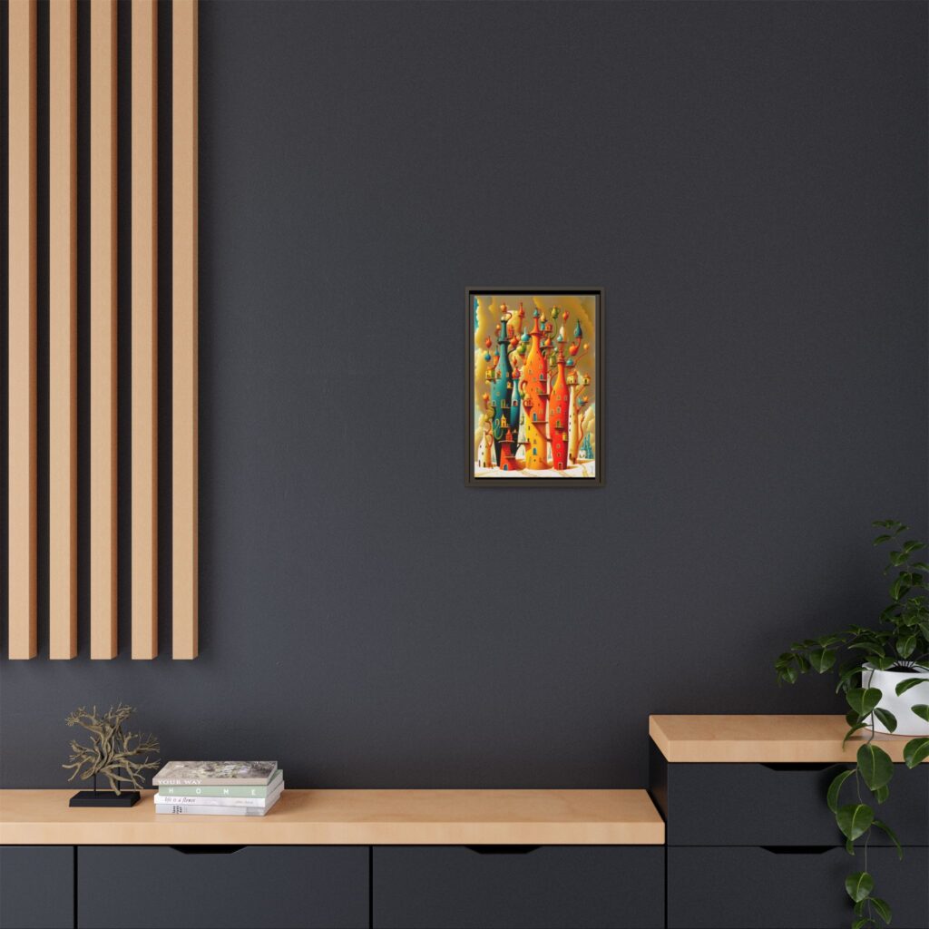 Connections – Surreal Colorful Castle Matte Canvas Print — Framed Fantasy Wall Art