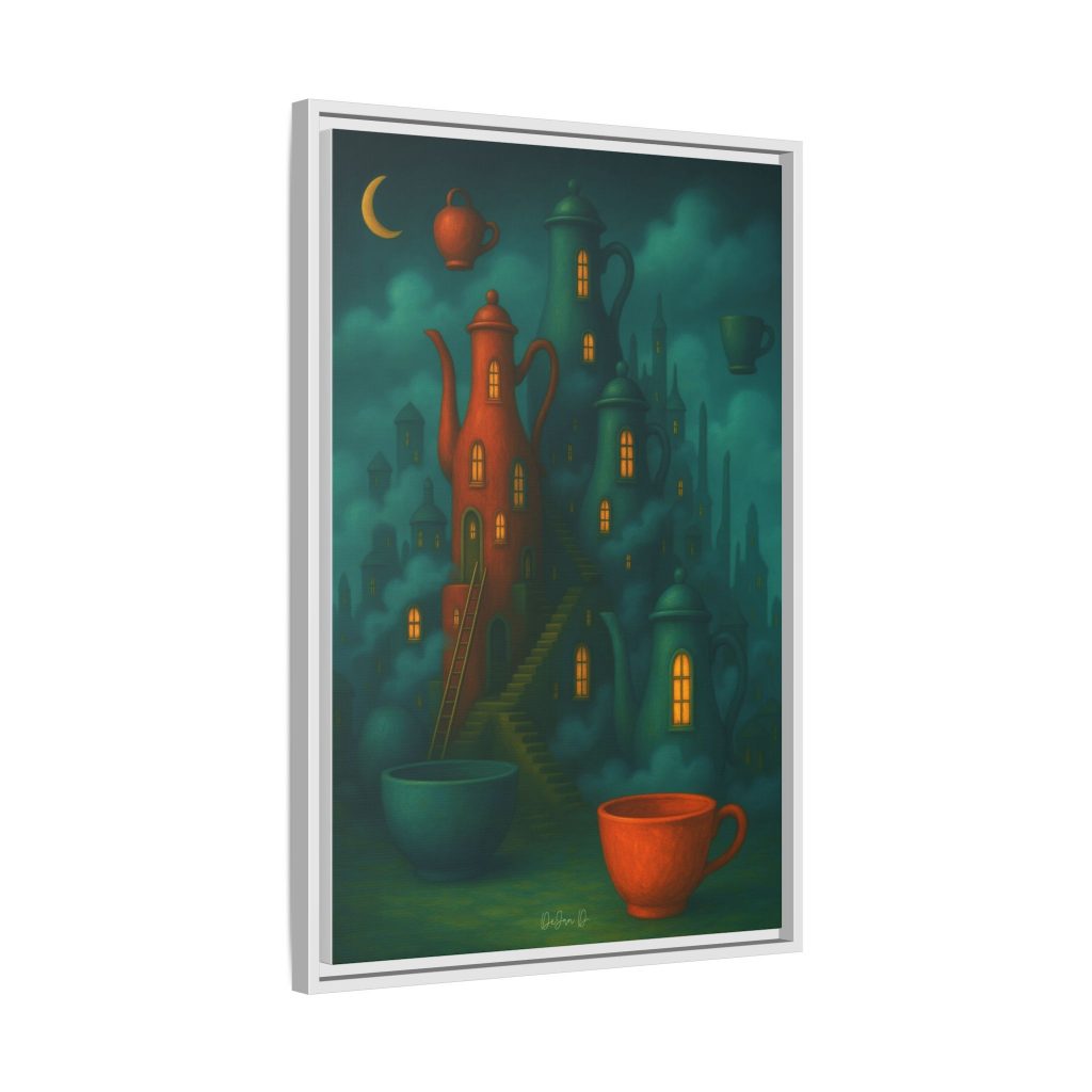 Surreal Teapot City Framed Canvas Art