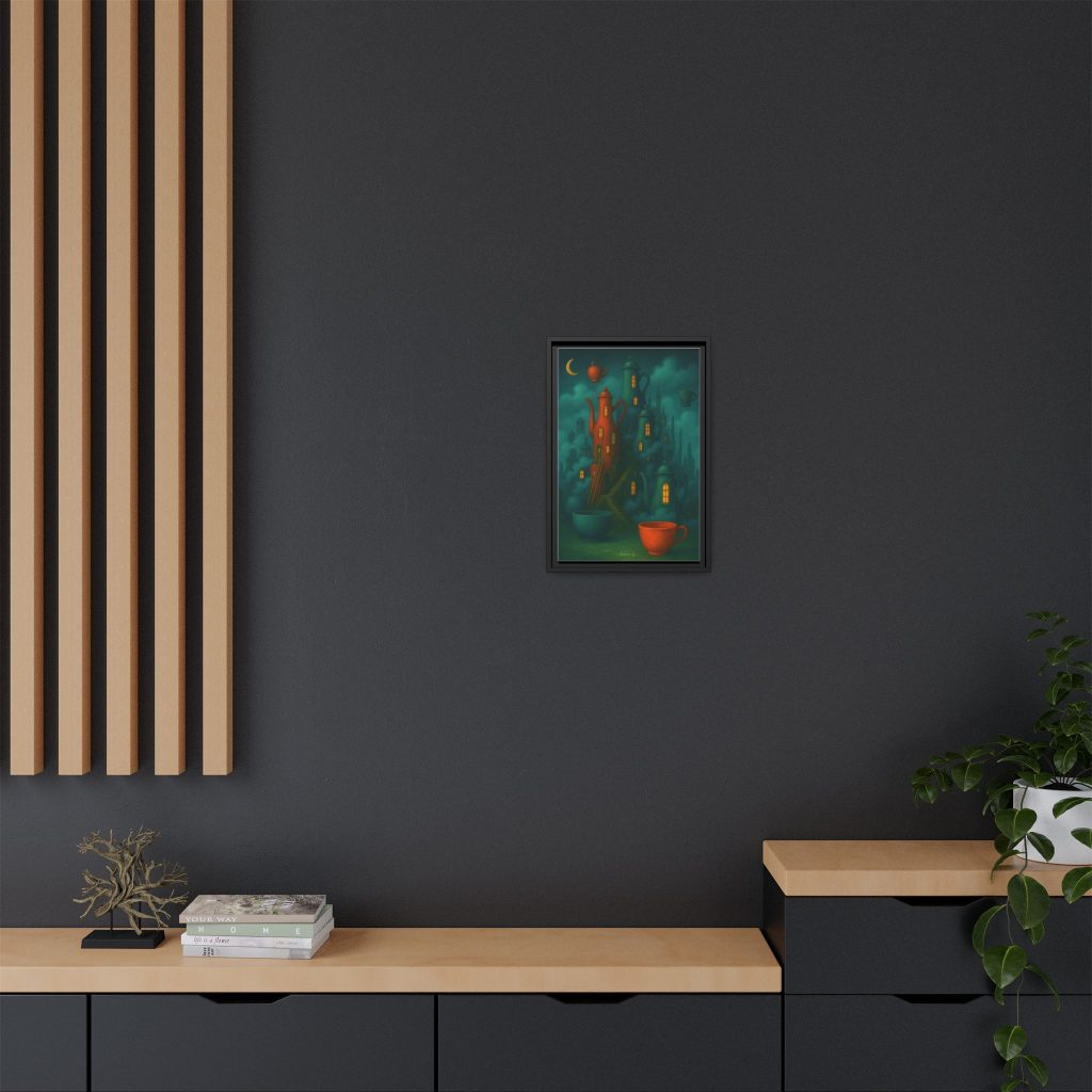 Surreal Teapot City Framed Canvas Art