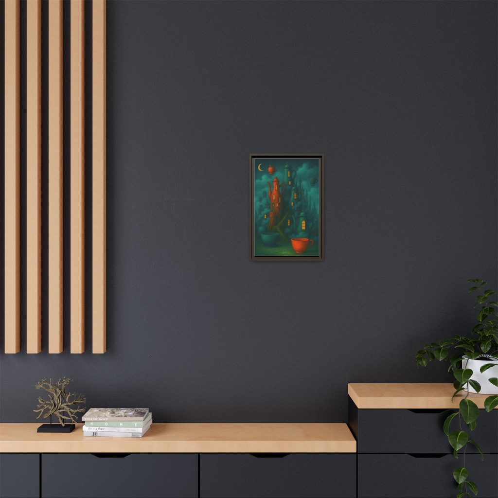 Surreal Teapot City Framed Canvas Art