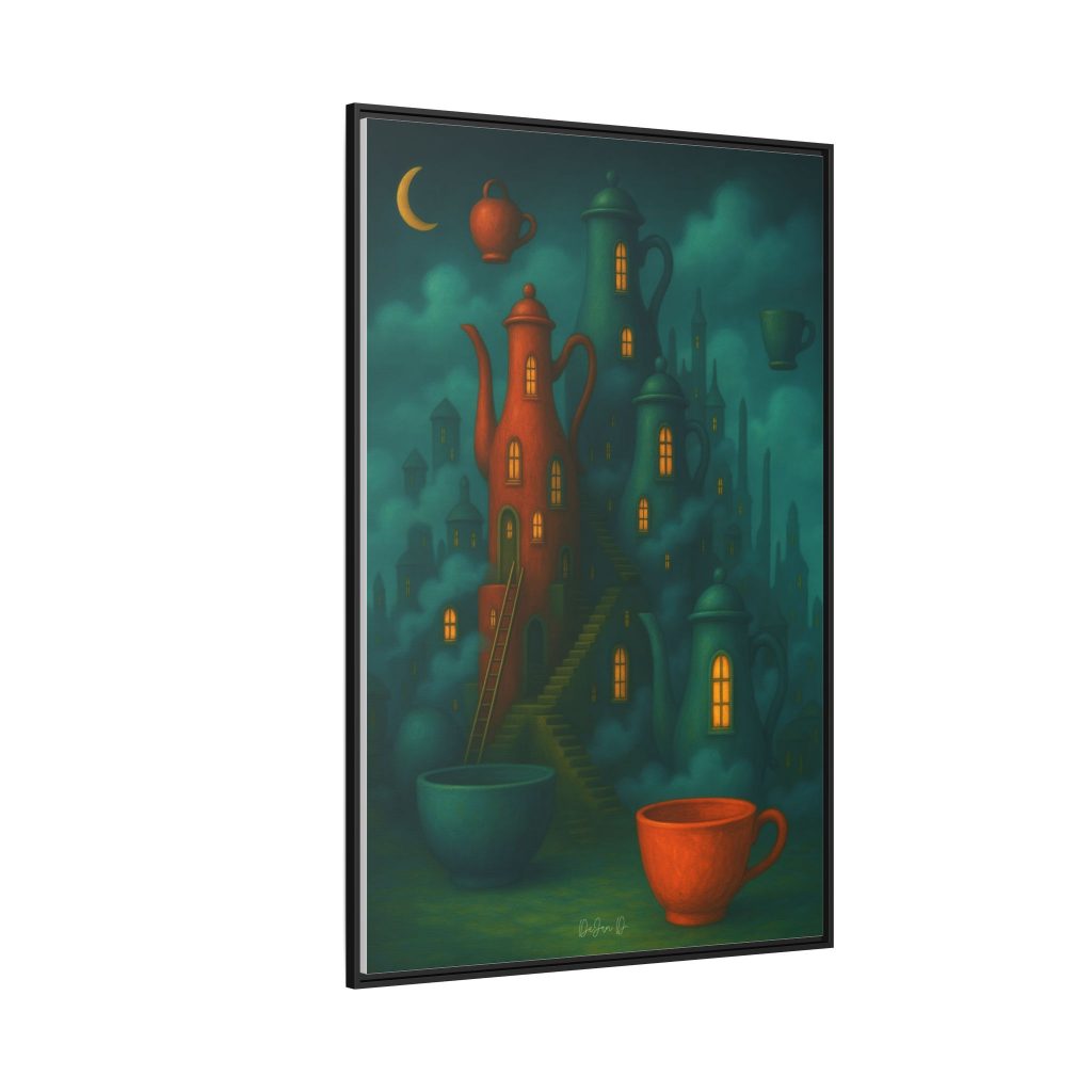 Surreal Teapot City Framed Canvas Art