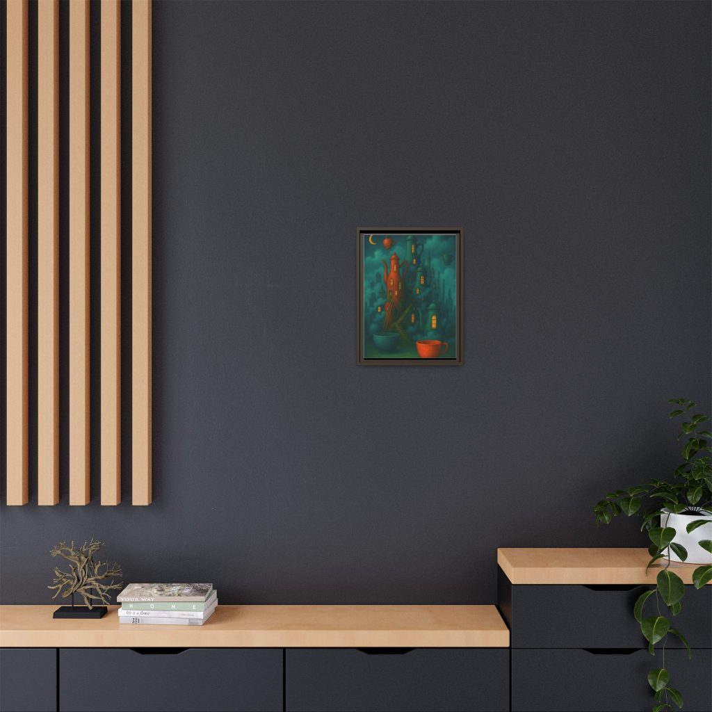 Surreal Teapot City Framed Canvas Art