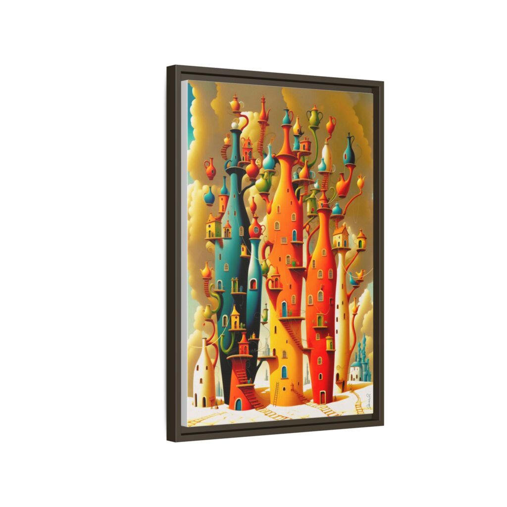 Connections – Surreal Colorful Castle Matte Canvas Print — Framed Fantasy Wall Art