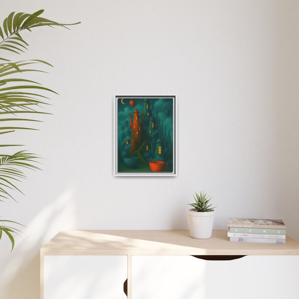 Surreal Teapot City Framed Canvas Art