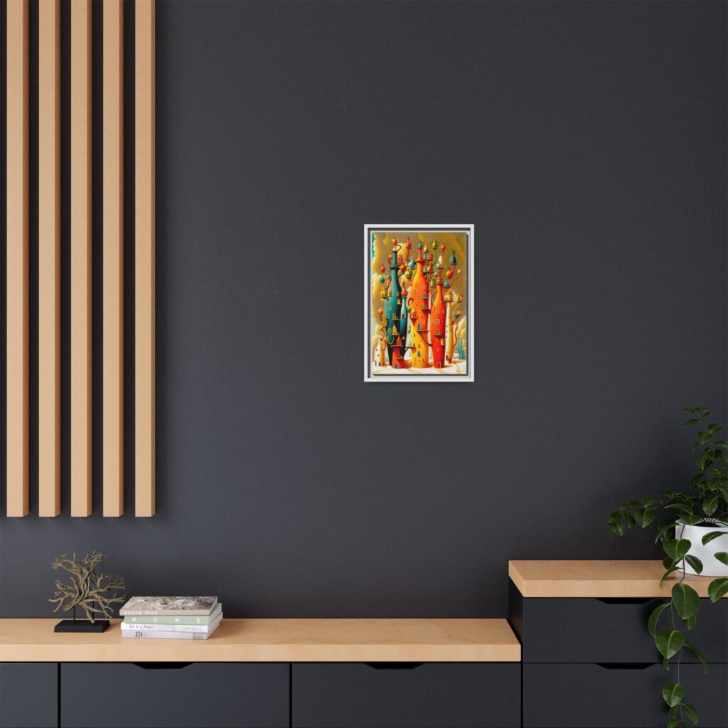 Connections – Surreal Colorful Castle Matte Canvas Print — Framed Fantasy Wall Art