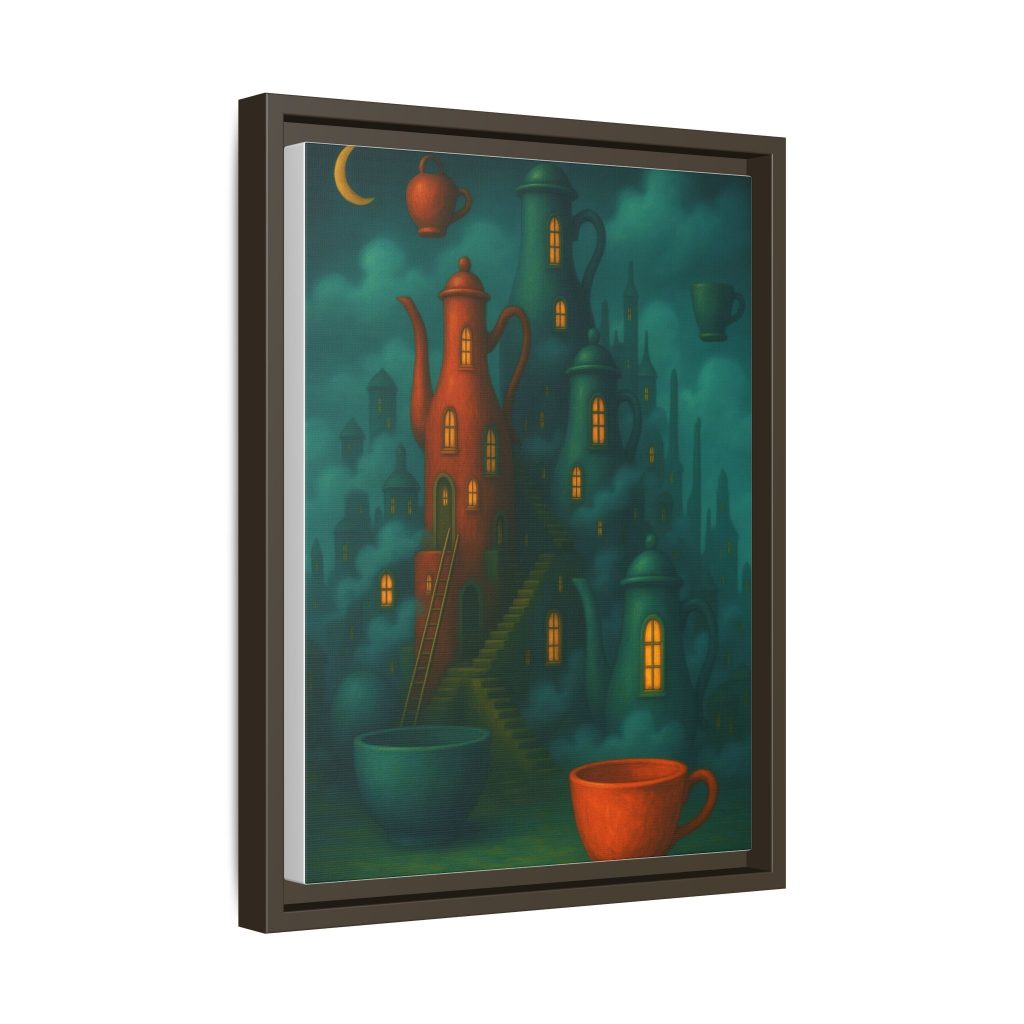 Surreal Teapot City Framed Canvas Art