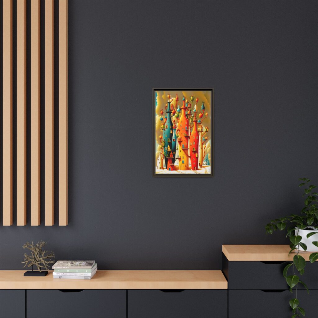 Connections – Surreal Colorful Castle Matte Canvas Print — Framed Fantasy Wall Art