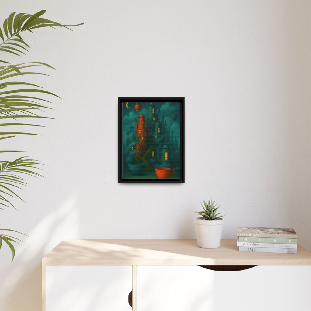 Surreal Teapot City Framed Canvas Art