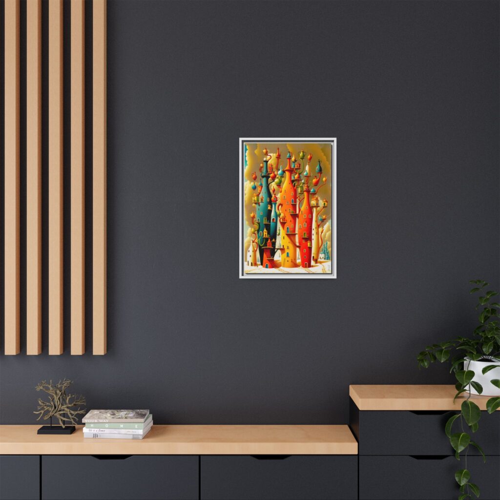Connections – Surreal Colorful Castle Matte Canvas Print — Framed Fantasy Wall Art