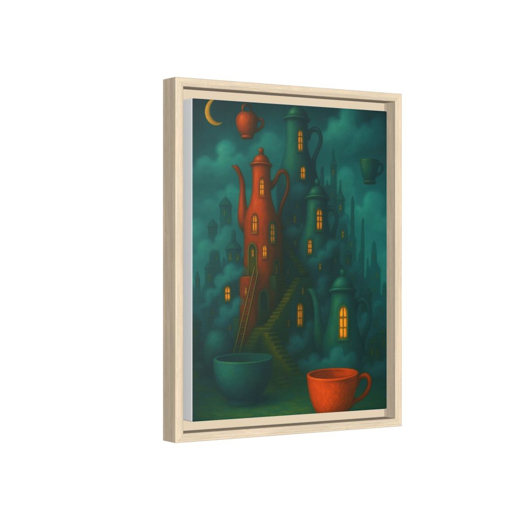 Surreal Teapot City Framed Canvas Art