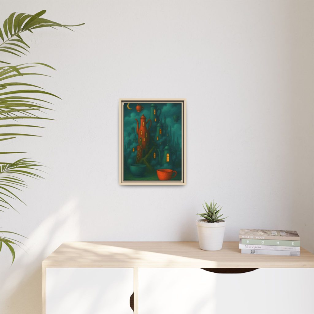 Surreal Teapot City Framed Canvas Art