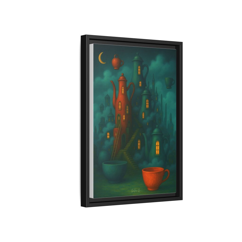 Surreal Teapot City Framed Canvas Art