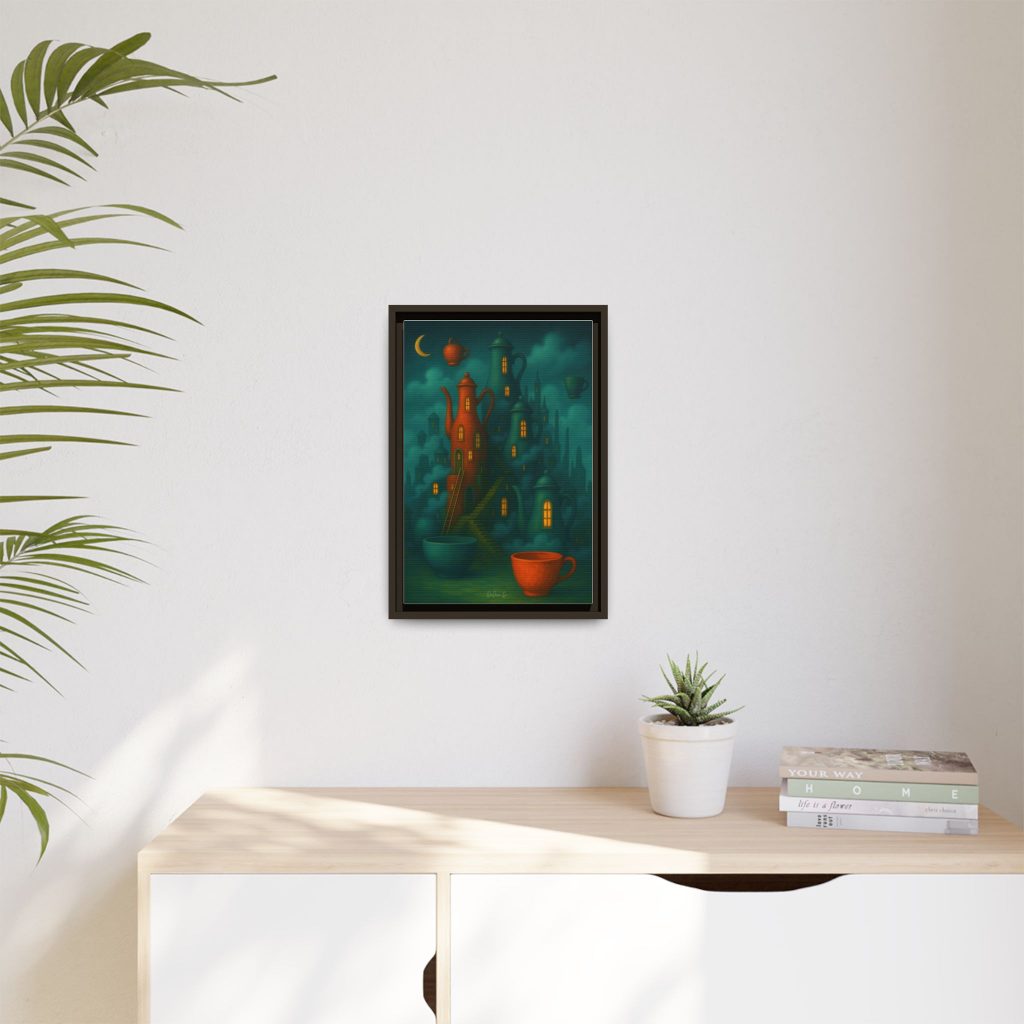 Surreal Teapot City Framed Canvas Art