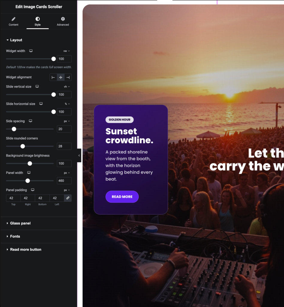 Elementor Widget for GSAP Scrolling Image Cards
