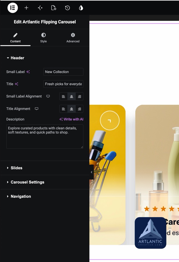 Elementor Widget for Flipping Carousel