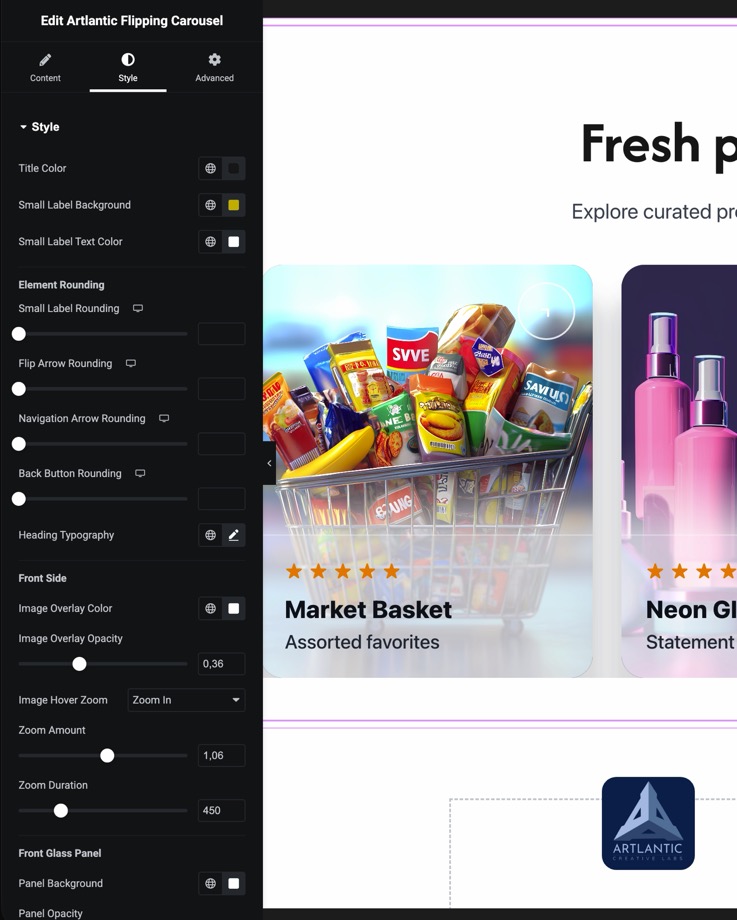 Elementor Widget for Flipping Carousel